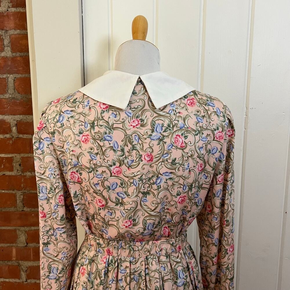 Vintage 90s Susan Bristol Floral Rayon Matching Skirt Blouse Set Pink USA 8 - Picture 7 of 13
